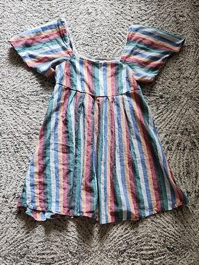Madewell Squareneck Mini Dress in Festival Stripe Size XXS